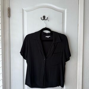 Black Button-Up Short Sleeve Shirt